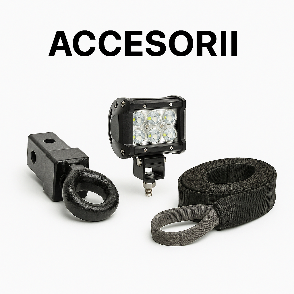 Accesorii off-road pentru orice expediție: chingi, cârlige, protecții și alte echipamente utile.