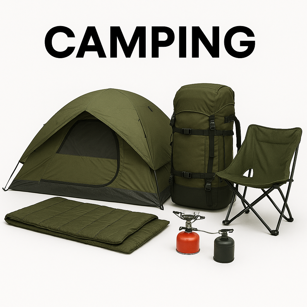 Echipamente și accesorii pentru camping off-road: corturi rezistente, ustensile de gătit, mobilier pliabil și soluții de depozitare.