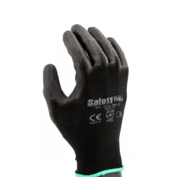 Mănuși de protecție ULTRA BLACK, mărime L (12 perechi), nylon/poliuretan, categoria II